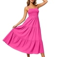thumbnail image 5 of HBBIKVI Smocked Square Neck Midi Dress for Women Summer Sleeveless A-Line Dress with Elastic Bodice and Flowy Tiered Skirt for Relaxed Vacation Style, 5 of 9