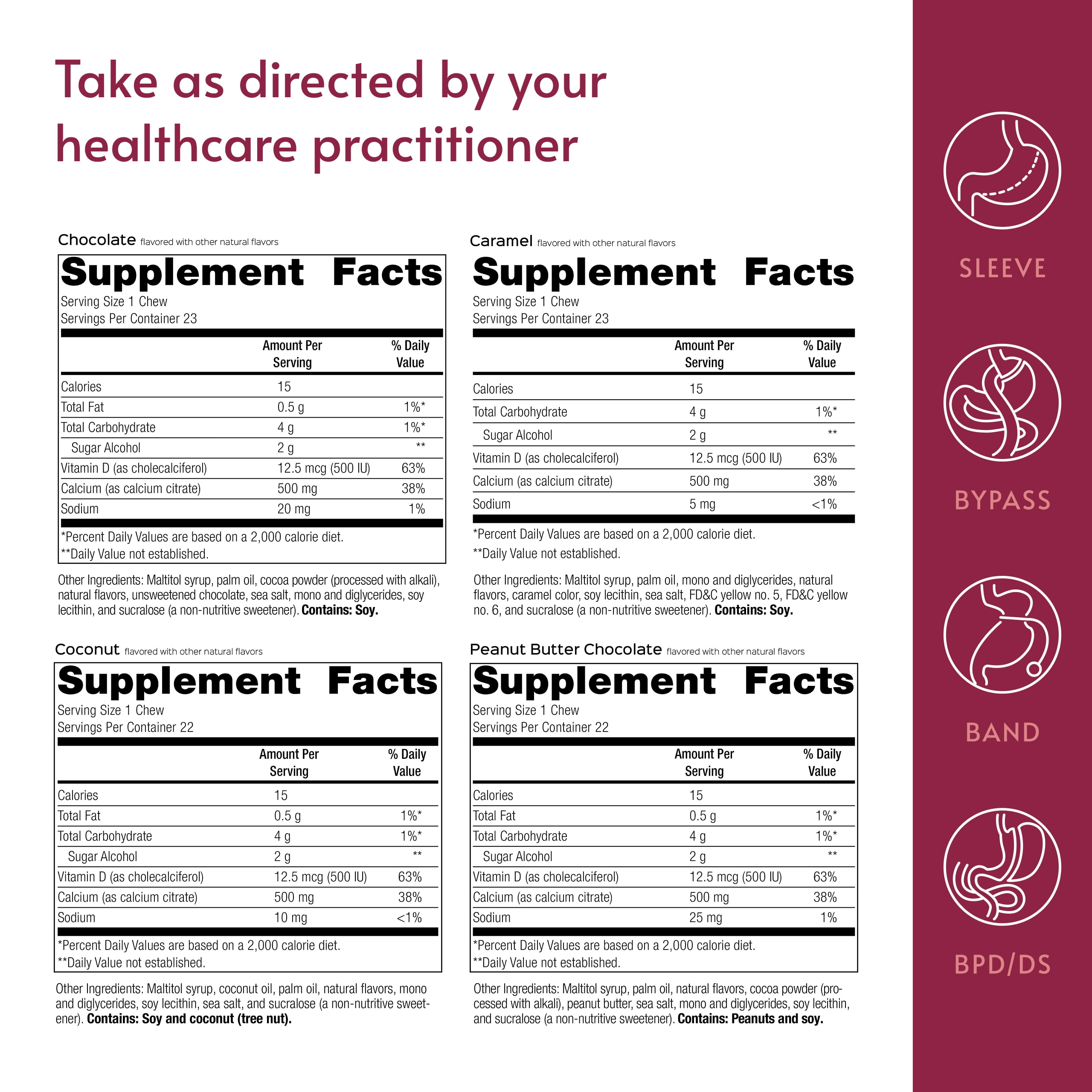 Bariatric Advantage Calcium Citrate Chewy Bites 500 mg - Highly Absorbable & Digestible - Vitamin D3 - Easily Chewable Calcium Supplement - Assorted Sweet Flavor - 90 Count