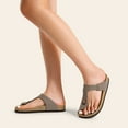 thumbnail image 6 of DREAM PAIRS Arch Support Thong Sandals for Women Casual Leather Flip Flops Dressy Slides with Soft Cork Footbed Adjustable Strap for Summer Beach Vacation, 6 of 8
