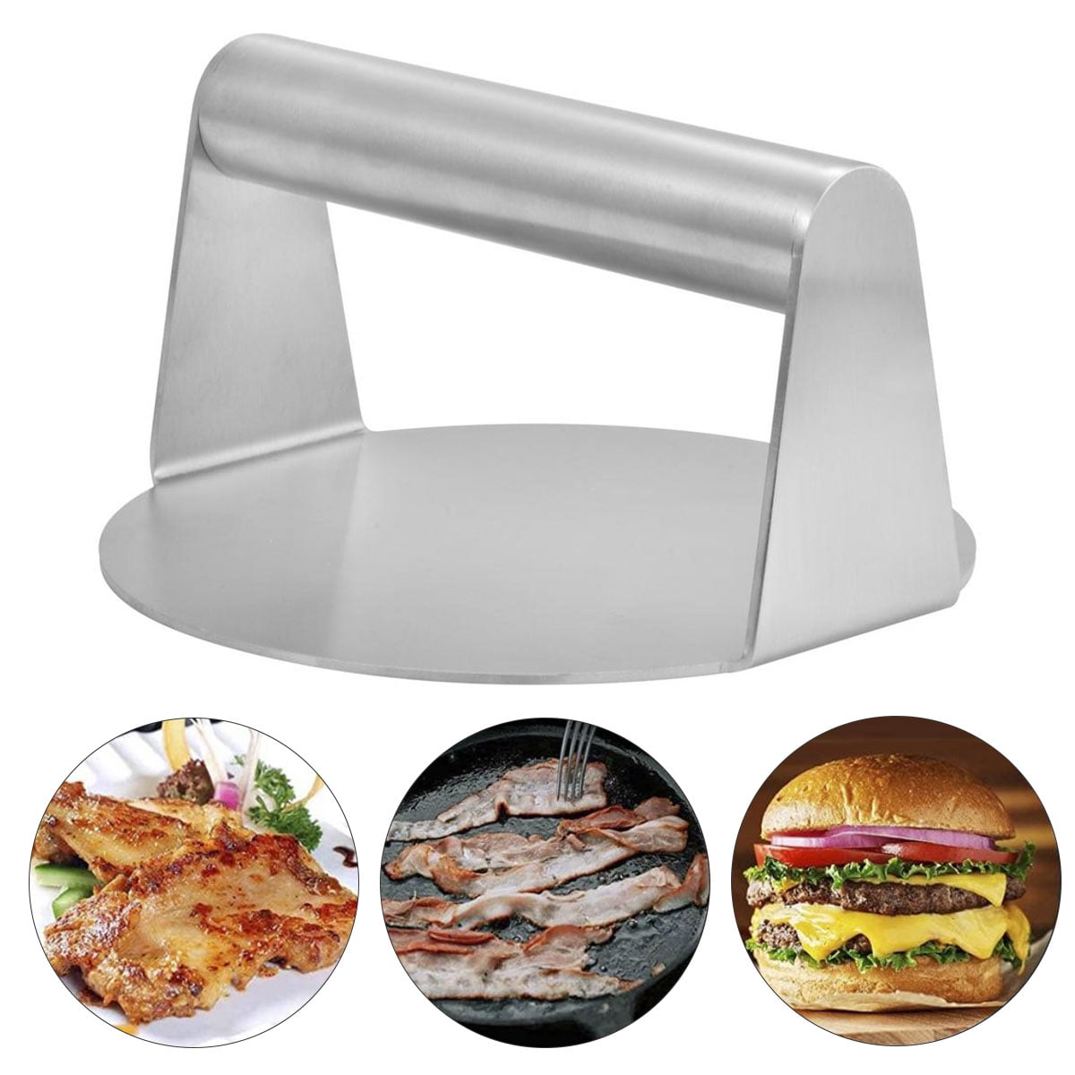 Kitchen & Dining Cast Iron Burger Press with Wood Handle JIM BEAM