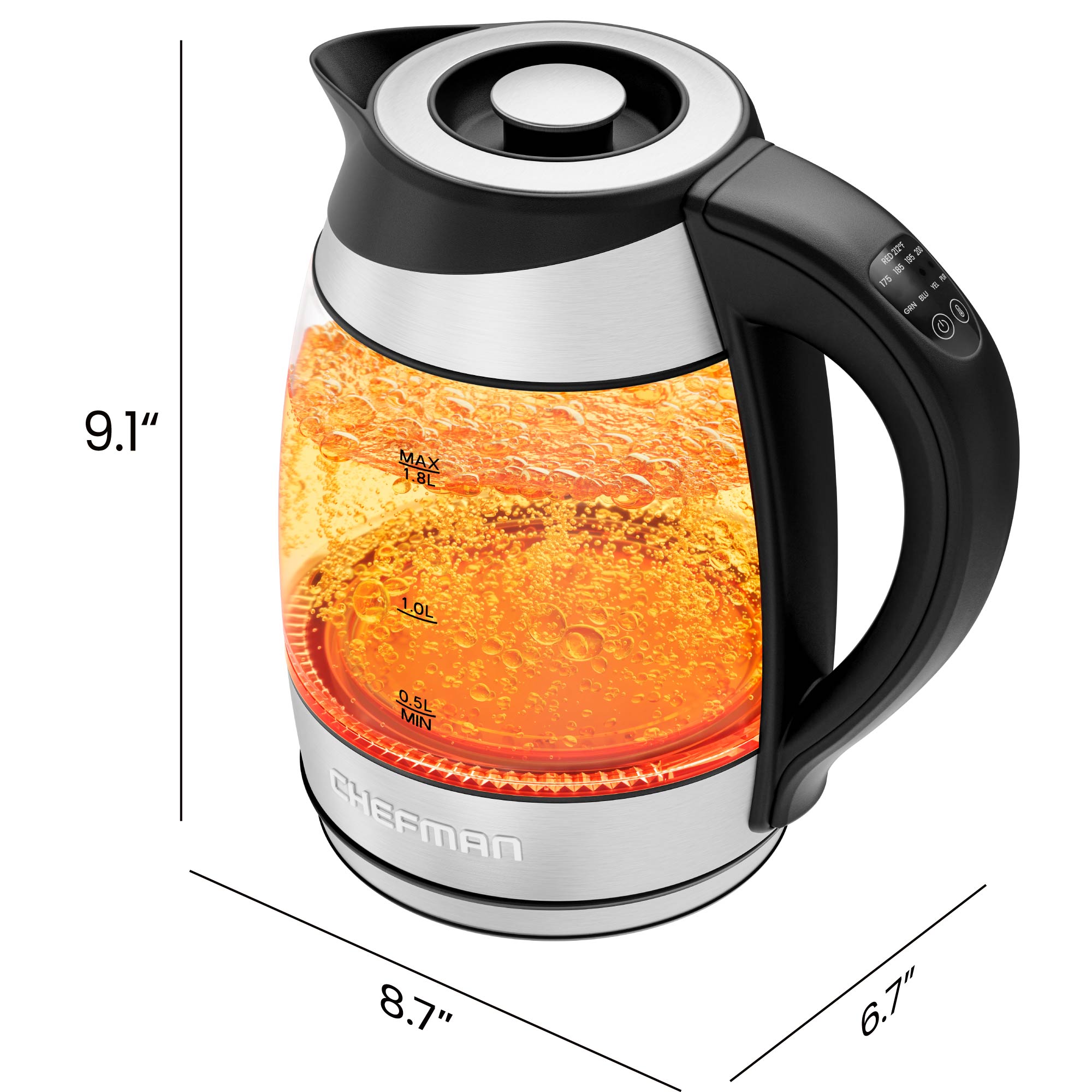Chefman 1.8L Electric Glass Kettle with Temperature Control photo 4