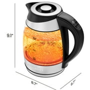 Chefman 1.8L Electric Glass Kettle w/ Temperature Control, Removable Tea Infuser - Stainless Steel