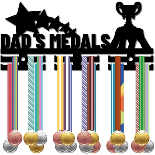Colgador de medallas para papá, soporte para medallas, soporte de pared para trofeos, marco de acrílico, ganchos para colgar premios, soporte para medallas deportivas, regalo