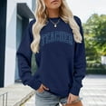 thumbnail image 2 of Arlun Fall Pumpkin Sweatshirts for Women Funny Letter Graphic Printed Sweatshirts Halloween Thanksgiving Long Sleeve Crewneck Casual Comfort Pullovers Tops Dark Blue L, 2 of 4