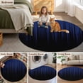 thumbnail image 5 of Round Area Rugs Collection 7 Ft, Navy Blue Black Ombre Non-Slip Residential Carpet, Modern Abstract Striped Gradient Indoor Crawling Mats Runner Rugs for Living Room/Dining Room/Bedroom, 5 of 9
