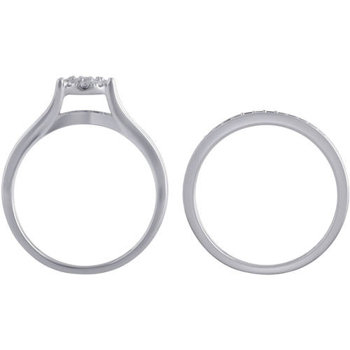 Brilliance 1/3 Carat Diamond Composite Women's Bridal Ring Set 10K White Gold (I-J, I2-I3)