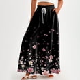 thumbnail image 2 of WTOBBY Women's Casual High Waisted Wide Leg Pants with Pockets Featuring Floral Print, Perfect for Everyday Comfort, Stylish Occasions and Effortless Summer Fashion ,Black L, 2 of 5