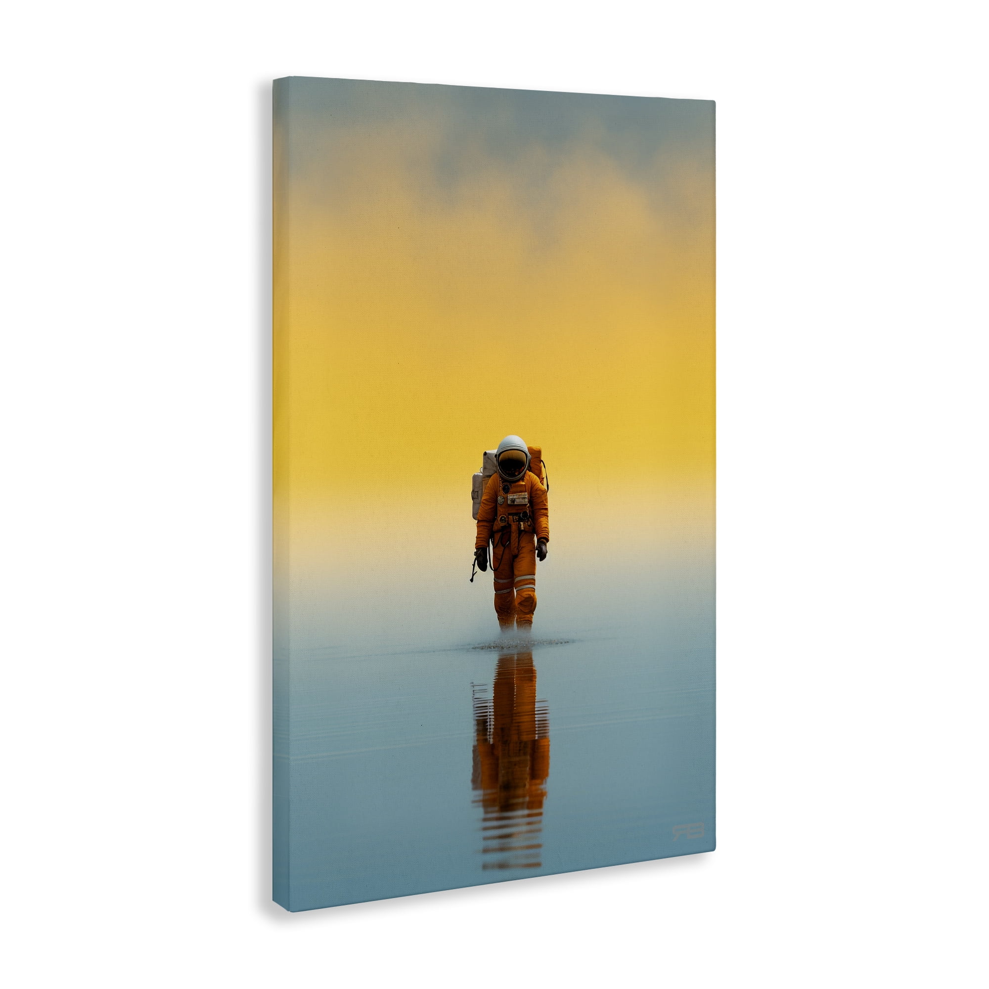 Stupell Industries Astronaut with Ombre Sunset People Painting Wrapped Canvas Art Print Wall Art, 20 x 30