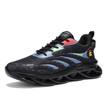 

Black Men casual Shoes Breathable Zapatos Lightweight Calzado de hombre Comfortable Male Sneakers Mixed Colors Flats Men Shoes (black 42)