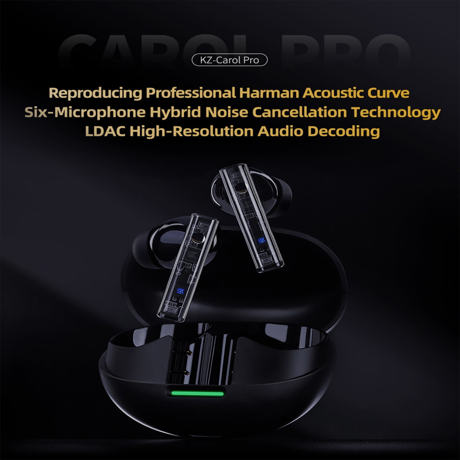 KZ Carol Pro Wireless Earbuds, Bluetooth 5.4 Headphones Stereo Ear buds Deep Bass 35H Play Time, Noise Cancelling Earphones Bluetooth Earbuds , 6HD Mics for Android iOS