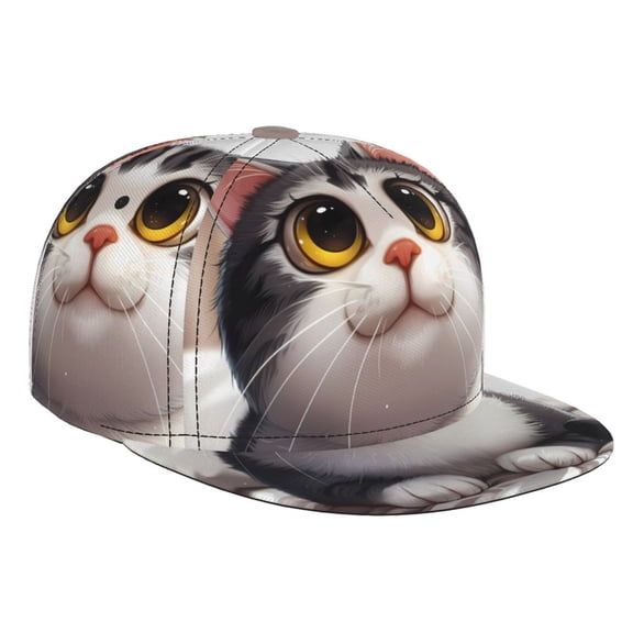Hirioo Cute Cartoon Kitten for Baseball Cap Men Cap Flat Brim for Men Women Teens Adjustable Baseball Cap