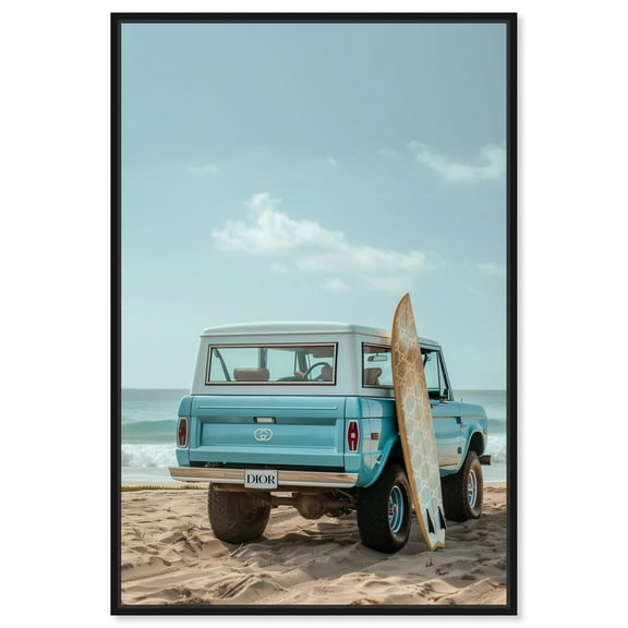 Art Remedy Retro Travel Photos Canvas, 10" x 15", Black Frame, Classic Beach Drive