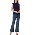 thumbnail image 2 of INSPIRE CHIC Women's Sleeveless Blouse Ruffled Pleated Wear-to-Work Chic Blouse XL Dark Blue, 2 of 6
