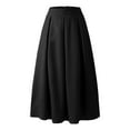thumbnail image 4 of Clearance-Sale Skirts for Women Solid Color Fashion Women Spring Summer Belt Zipper High Waist Solid Retro Women Pleated Skirt Maxi Loose Fit Fashion Retro Vintage A-Line Swing Pleated Dress with Belt, 4 of 5