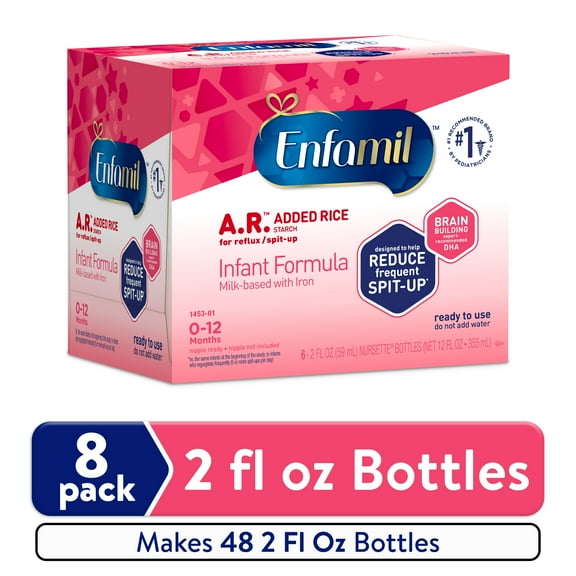 Enfamil A.R. Liquid Baby Formula, Reduces Frequent Spit-Up, 2 fl oz, 48 bottles