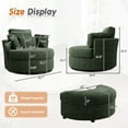 thumbnail image 2 of FFH 42" Oversized Swivel Accent Chair with Storage Ottoman, Comfy Chenille Armchair for Living Room, 360-Degree Swivel Barrel Chair, Metal Base, Green, 2 of 13
