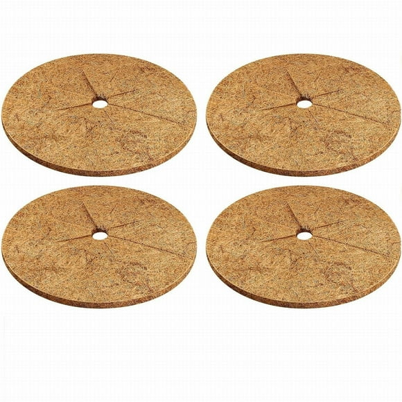 Flowerpots with Dish Ceramic, Coconut Mulch Disc Coconut Disc Pack of 4 45 Cm Diameter Coconut Mat Multi Use Coconut Mulch Disc Flower Pot Winter Winter for Pot Plants Round Coconu, Flower Pots