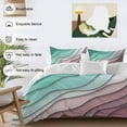 thumbnail image 3 of Geometric Abstract Bedding Duvet Cover Set Full Size 4 Pieces Green Pink Gradient Soft Twill Plush Quilt Cover, Include 1 Duvet Cover 1 Flat Sheet And 2 Pillow, 3 of 7