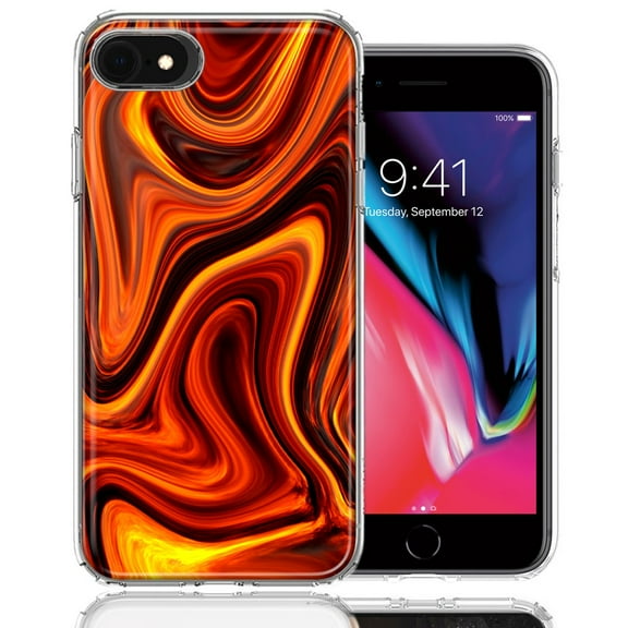 MUNDAZE For Apple iPhone 7/8/SE Fire Abstract Design Double Layer Phone Case Cover