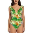 thumbnail image 2 of Fotbe African Animals in the Jungle Women's Tummy Control Swimsuits Slimming One Piece Bathing Suit Ruffle Wrap V Neck Swimwear-, 2 of 8