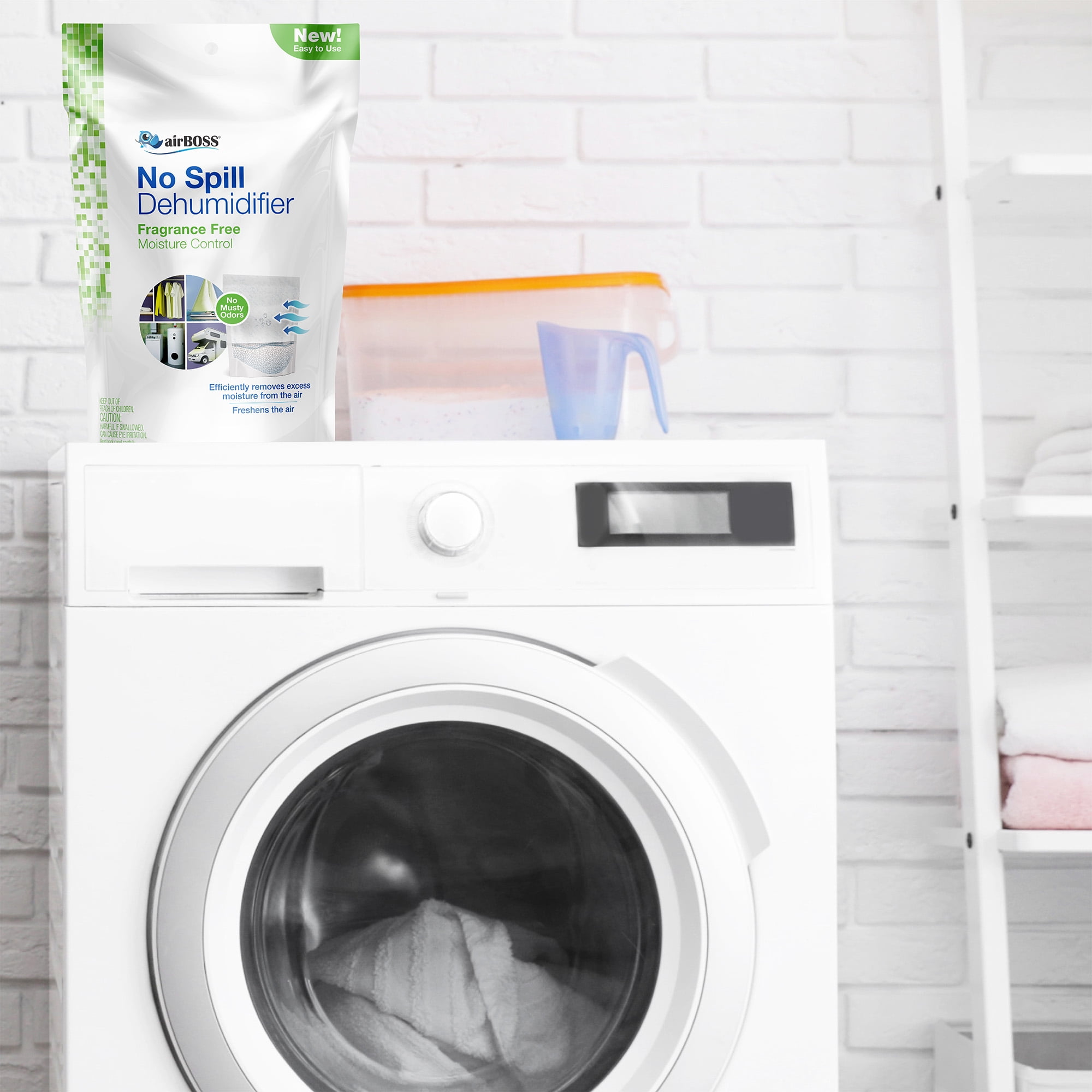 airBOSS No Spill Dehumidifier with Calcium Chloride Beads, Fragrance Free, 10.6 oz