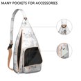 thumbnail image 2 of Vintage Toile de Jouy Sling Backpack – French Country Pastoral Crossbody Daypack with Engraved Scenic Print, Rustic Farmhouse Hiking Bag for Travel, Nature Walks & Art Lovers, 2 of 4