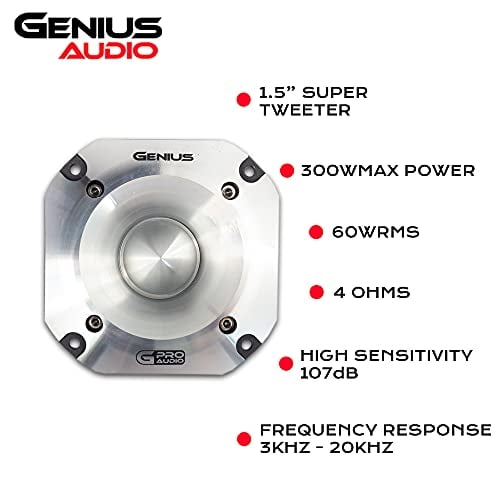 Genius Audio GPRO-T02 1.5", 60 Watts RMS - 300 Watts Max, Altavoz Supe