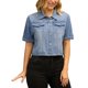 thumbnail image 1 of Chaqueta de mezclilla casual de mujer Inspire Chic con cuello de solapa, manga corta, botones y corte corto, talla 2XL, azul claro, 1 of 6