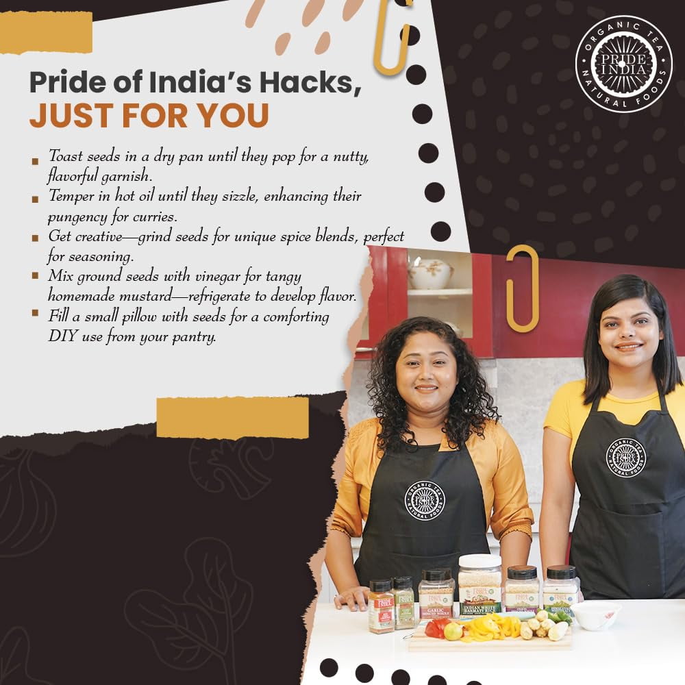 Pride of India - PACK of 6 - Black Mustard Seed – Gourmet & Vegan Indian Spice – Pungent/Spicy Flavor – Dry Seasoning - Gluten & GMO Free – Easy to Use – 3oz. Small Dual Sifter Bottle