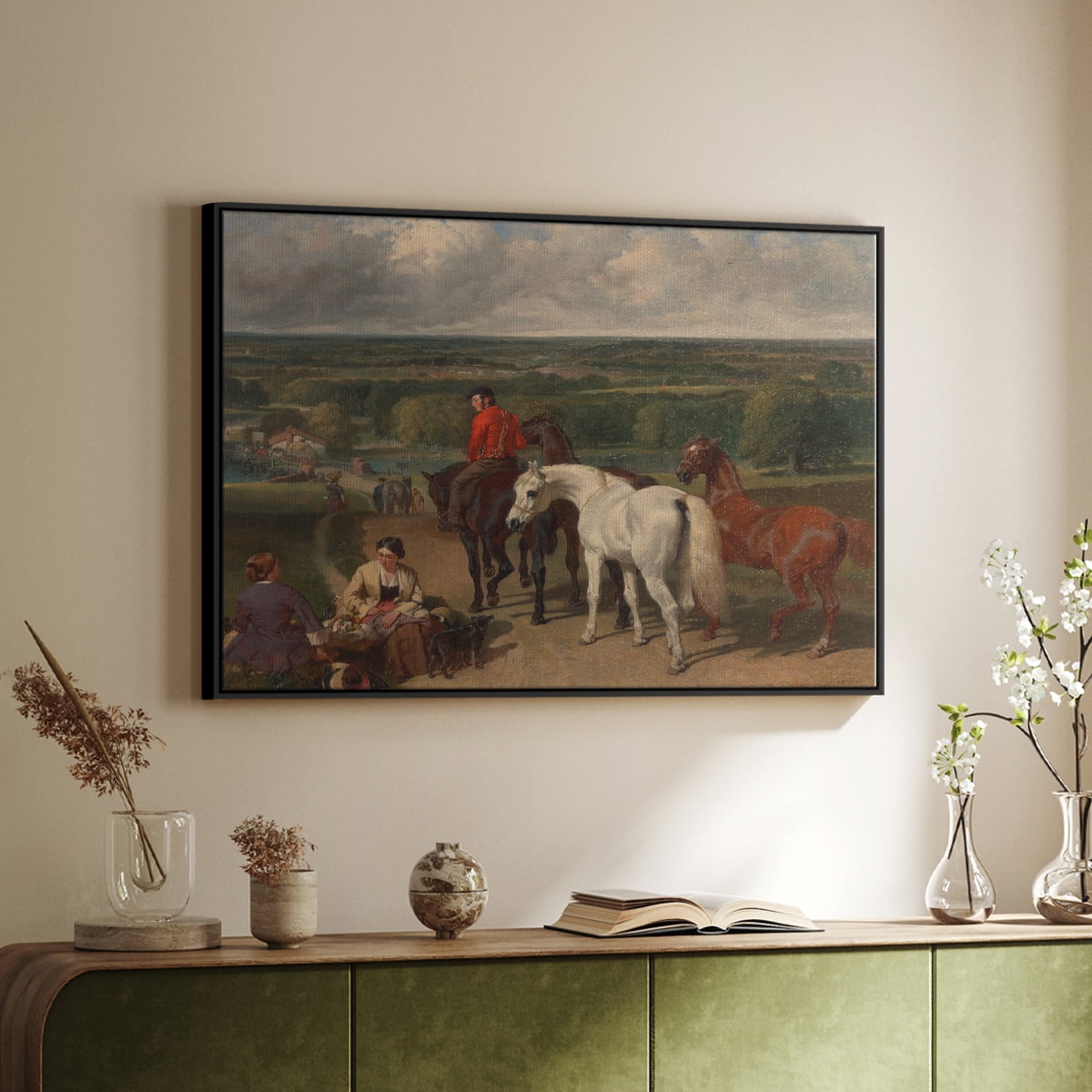 Vintage Animal Print-XLVII By Wexford Home Framed in Black Wood Gallery Wrapped Canvas 27 in. x 41 in.