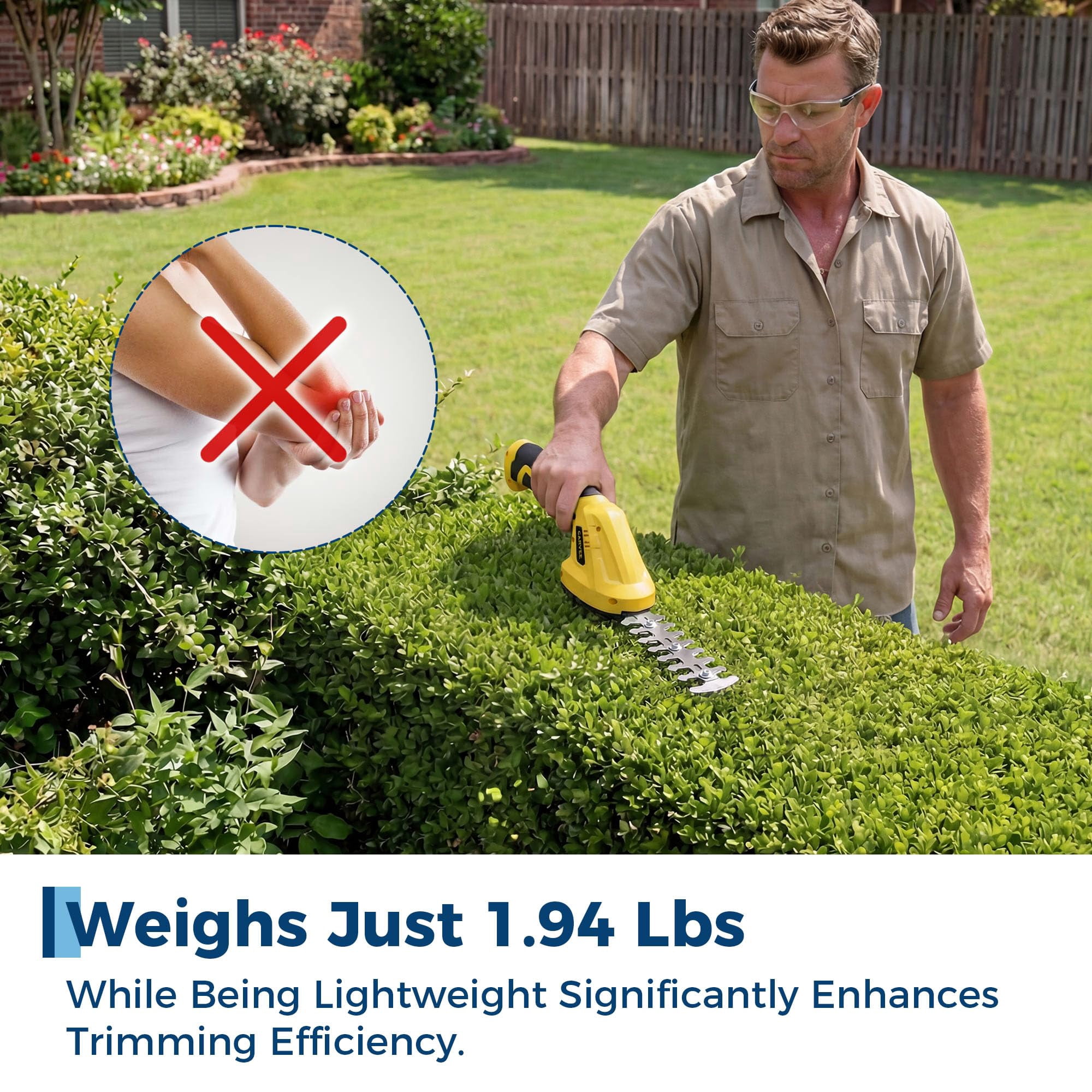 2-in-1 Electric Handheld Hedge Trimmer, Cordless Grass Shear & Shrub Trimme, Lightweight Rechargeable Bush Trimmers, with Type-C Cable, Dual Safety Switch, Brushless Motor, for Yard, Lawn, Garden Yel