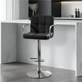 thumbnail image 2 of Renwick PU Leather Swivel Bar Stool with Large Steel Pedestal Base, Black, 2 of 7