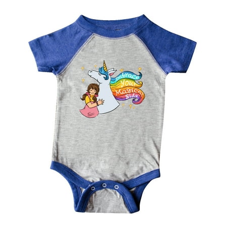 

Inktastic Embrace Your Magical Side Girl Hugging A Unicorn Gift Baby Boy or Baby Girl Bodysuit