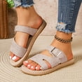 thumbnail image 3 of Rokment Women's Platform Flat Sandals Beach Summer Trendy Casual Comfortable Leather Buckles Open Toe Straw Sole Walking Dress Slip on Slides for Woman Vacation B Size 7, 3 of 6