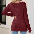 thumbnail image 5 of XFLWAM Women's Solid Color Tunic Sweaters Lightweight Fall Casual Long Sleeve Square Neck Pullover Tops Wine Red XXL, 5 of 5