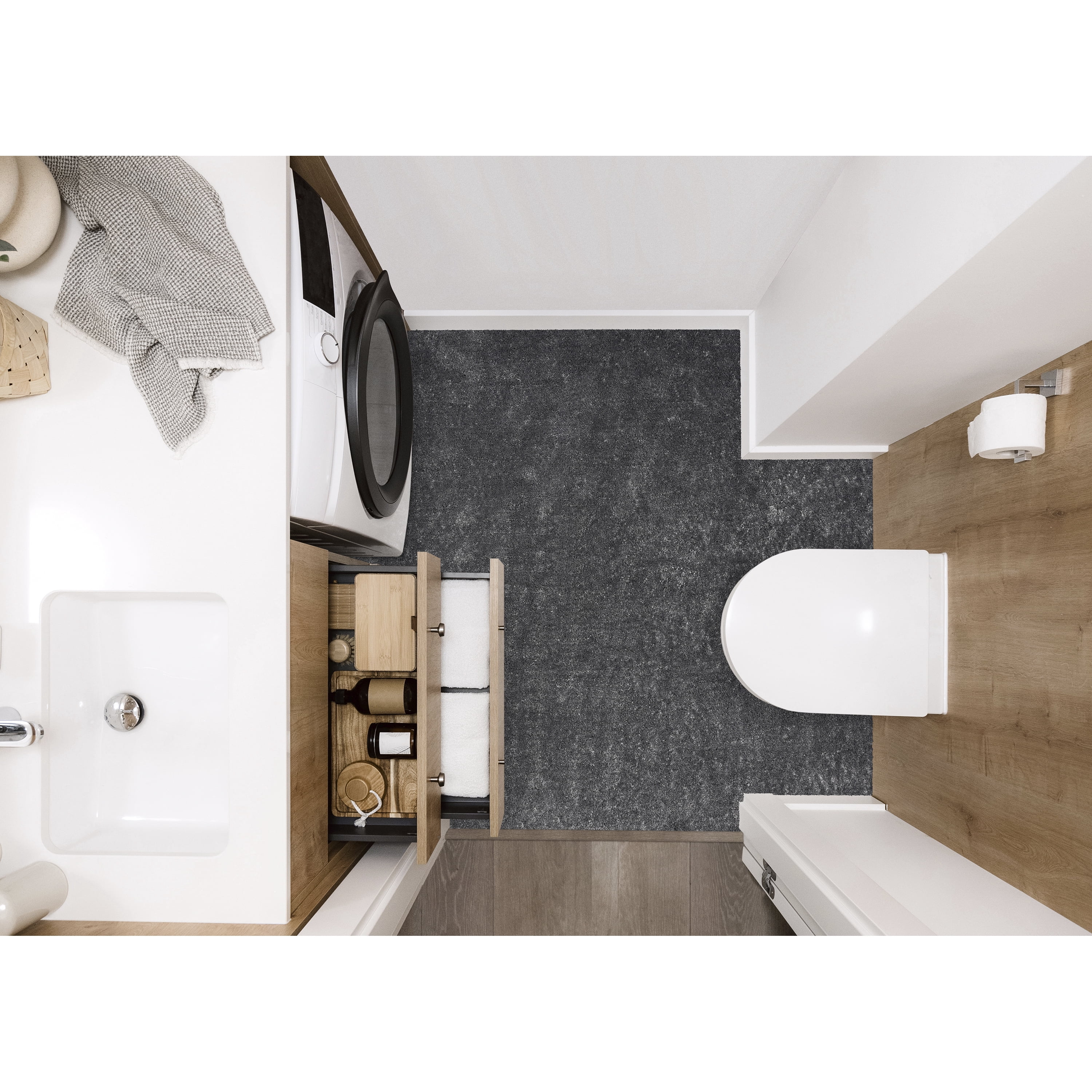 Garland Rug Gramercy Washable Polypropylene Cinder Gray Bathroom Carpet, 6' x 9'