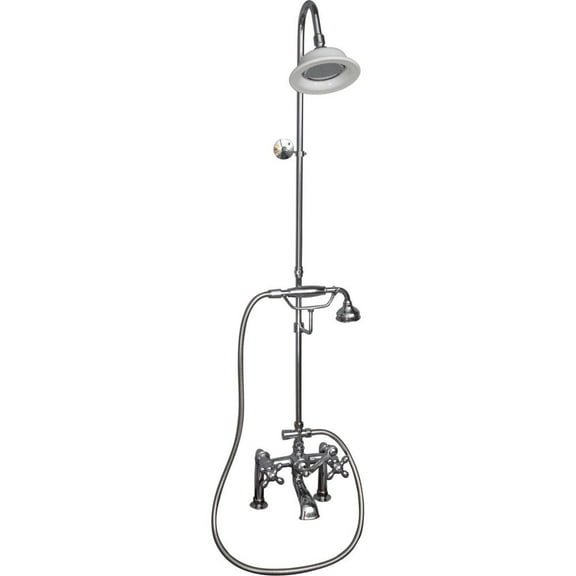 Barclay 4064-MC-PB Elephant Spout Showerhead with Handheld Shower & Metal Cross