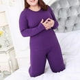 thumbnail image 5 of Rigardu Thermal Underwear for Women Crew Neckwomen's Thermal Underwear Long Top & Bottom Set Solid Color Mm Plus Plus Size Long Underwear Wool Plus Light Women's Thermal Underwear Sets Purple 4Xl, 5 of 6