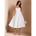 thumbnail image 6 of Elegant White Spaghetti Strap Fit & Flare Midi Dress For Party, Evening, Or Sophisticated Daywear, 6 of 7