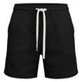 thumbnail image 5 of Migroa Mens Casual Shorts Outdoor Beach Shorts Elastic Waist Drawstring Athletic Workout Gym Jogger Shorts for Running Vacation with Pockets Black L, 5 of 5