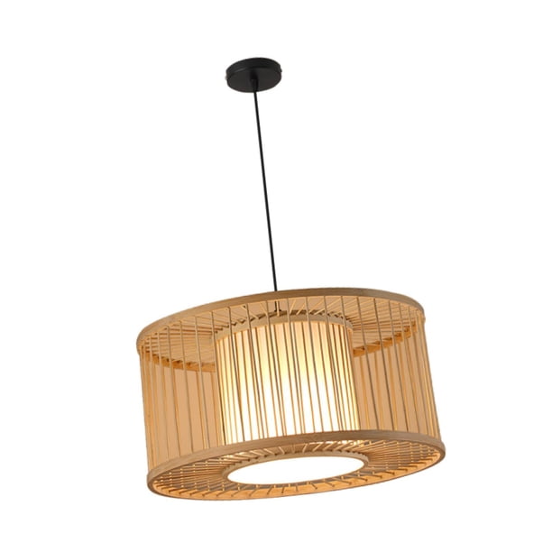 Lámpara colgante tejida de bambú con cordón ajustable, luz de techo de tejido rústico tradicional hecha a mano para cocina, restaurante, pasillo Estilo H