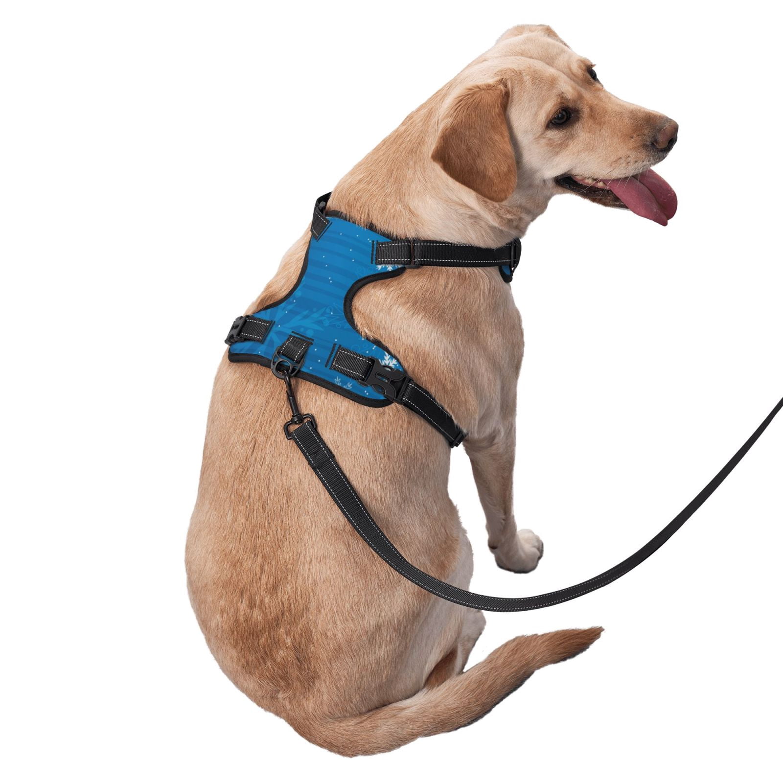 Fuzoiu Blue Christmas Print Reflective Dog Harness,Adjustable, Breathable Pet Vest,Dog Harness No Pull,No Choke Pet Vest for Small, Medium, and Large Dogs-Small