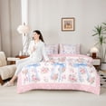 thumbnail image 4 of Erosebridal Blue Ribbon Bow Twin Bedding Sets 7-Piece for Girls Women,Romantic Floral Roses Bedding Comforter Set for Teens Adults,Pink Reversible,Ultra Soft Home Decor, 4 of 6