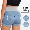thumbnail image 3 of Women's Maternity Denim Shorts Over Belly Pregnancy Summer High Waist Distressed Cuffed Hem Casual Jean Shorts with Pockets Light Blue S, 3 of 4