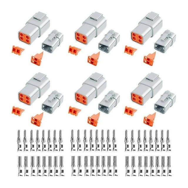 Kit de 72 conectores DTP alemanes de 4 pines para automoción, impermeables, 6 juegos con calibre de contactos estampados de tamaño 12