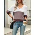 thumbnail image 4 of Zeagoo Womens 2025 Fall Pullover Sweaters Batwing Long Sleeve Ribbed Knitted Pullovers Crochetd V Neck Top, 4 of 6