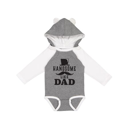 

Inktastic Handsome Like Dad with Top and Mustache Gift Baby Boy Long Sleeve Bodysuit