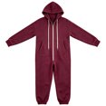 thumbnail image 7 of Women's Fleece Lined Hooded Jumpsuit Long Sleeve Zip Up One Piece Tracksuit Loose Fit Soft Warm Cozy Fall Winter Loungewear Y2K Streetwear with Pockets Wine, 7 of 7