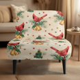 thumbnail image 2 of HELLHERO Red Bird Christmas Bell Pattern Non Slip Armless Accent Chair Cover with Elastic Bottom, Stain Protection Armless Chair Slipcover, 2 of 8