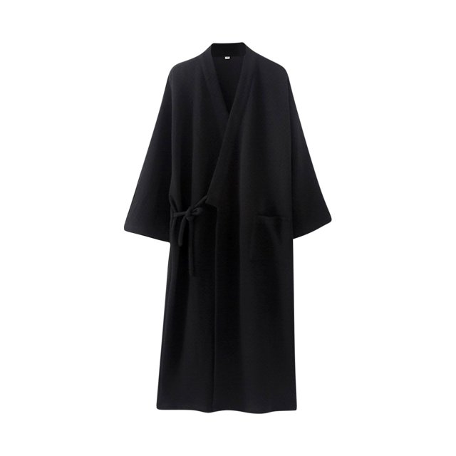 Bathrobe for Women, Loose-Fit Solid-Color Polyester Robe with Slim Tie Belt and Front Pockets, Lightweight Soft Comfort, Casual Wear for Home or Vacation
